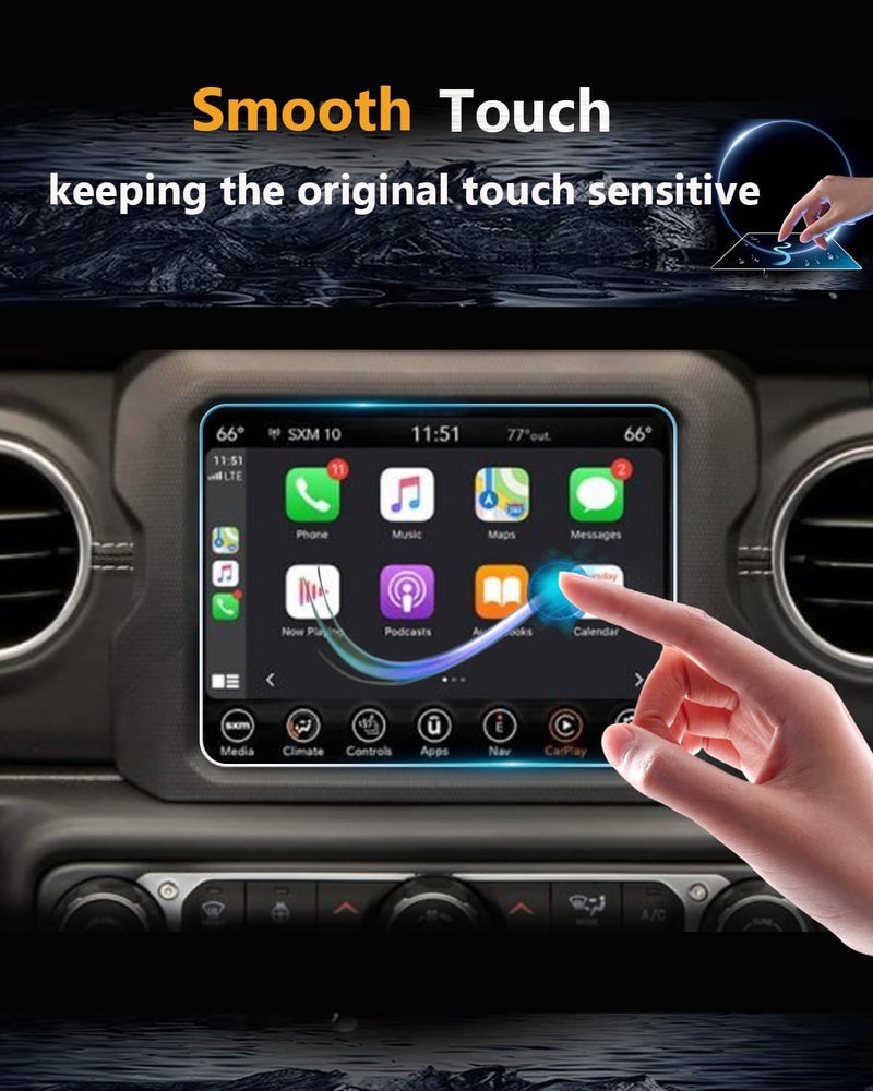 VIAROOM Screen Protector For Jeep Wrangler 2018-2023, Tempered Glass Protective Film For Wrangler 2023 2022 2021 Accessories - 8.4 inch - Image 3